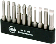 10 Piece - Slotted 3.0; 4.5; 5.5; 6.5mm; Phillips 1; 2; 3 and Square 1; 2; 3 - Power Bit Belt Pack With Holder - Makers Industrial Supply