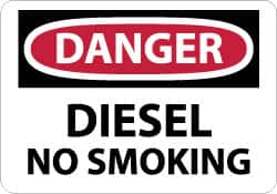 NMC - "Danger - Diesel - No Smoking", 10" Long x 14" Wide, Aluminum Safety Sign - Rectangle, 0.04" Thick, Use for Accident Prevention - Makers Industrial Supply