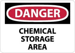 NMC - "Danger - Chemical Storage Area", 10" Long x 14" Wide, Pressure-Sensitive Vinyl Safety Sign - Rectangle, 0.004" Thick, Use for Hazardous Materials - Makers Industrial Supply