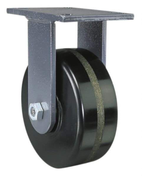 Hamilton - 6" Diam x 3" Wide x 8" OAH Top Plate Mount Rigid Caster - Forged Steel, 3,500 Lb Capacity, Roller Bearing, 5-1/4 x 7-1/4" Plate - Makers Industrial Supply