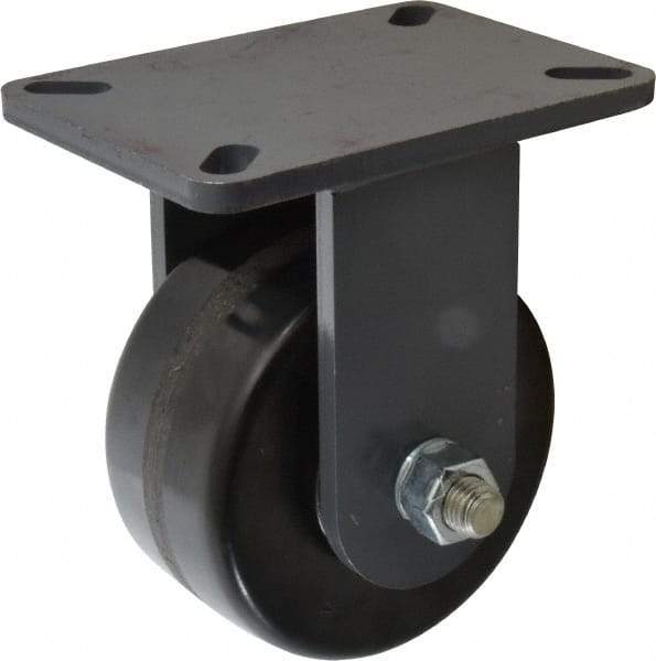 Hamilton - 6" Diam x 3" Wide x 8" OAH Top Plate Mount Rigid Caster - Phenolic, 2,000 Lb Capacity, Roller Bearing, 5-1/4 x 7-1/4" Plate - Makers Industrial Supply