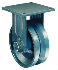 Hamilton - 8" Diam x 3" Wide x 11" OAH Top Plate Mount Rigid Caster - Forged Steel, 6,000 Lb Capacity, Tapered Bearing, 8-1/2 x 8-1/2" Plate - Makers Industrial Supply