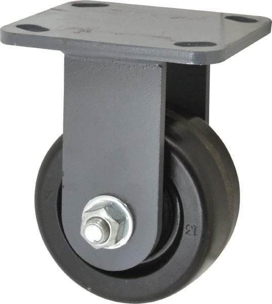 Hamilton - 4" Diam x 2" Wide x 5-5/8" OAH Top Plate Mount Rigid Caster - Phenolic, 800 Lb Capacity, Roller Bearing, 4 x 4-1/2" Plate - Makers Industrial Supply