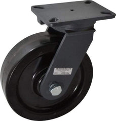 Hamilton - 10" Diam x 3" Wide x 12-1/2" OAH Top Plate Mount Swivel Caster - Phenolic, 2,900 Lb Capacity, Roller Bearing, 5-1/4 x 7-1/4" Plate - Makers Industrial Supply