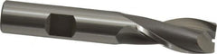 OSG - 17/32", 1-1/8" LOC, 1/2" Shank Diam, 3-1/8" OAL, 2 Flute, Cobalt Square End Mill - Single End, Uncoated, Spiral Flute, 30° Helix, Centercutting, Right Hand Cut, Right Hand Flute, Series 520 - Makers Industrial Supply