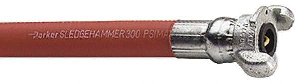 Parker - 3/4" ID x 1-5/32" OD 50' Long Sledgehammer Hose - Universal Style Coupling Ends, 300 Working psi, -40 to 212°F, Red - Makers Industrial Supply