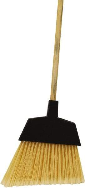 O-Cedar - 12" Wide, Beige PET Bristles, 48" Wood Handle, Angled Broom - Flagged - Makers Industrial Supply