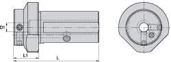 Kennametal - 25mm Hole Diamter, KM63XMZ Outside Modular Connection, Boring Bar Reducing Adapter - 30mm Projection, 54mm Nose Diameter, 105mm Overall Length, Through Coolant - Exact Industrial Supply