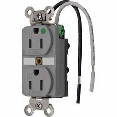 Hubbell Wiring Device-Kellems - 125V 15A NEMA 5-15R Hospital Grade Gray Straight Blade Duplex Receptacle - Makers Industrial Supply