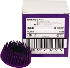 3M - 2" 36 Grit Ceramic Straight Disc Brush - Very Coarse Grade, Type R Quick Change Connector, 3/4" Trim Length, 0.37" Arbor Hole - Makers Industrial Supply