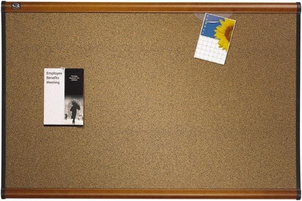 Quartet - 48" Wide x 36" High Open Cork Bulletin Board - Brown - Makers Industrial Supply