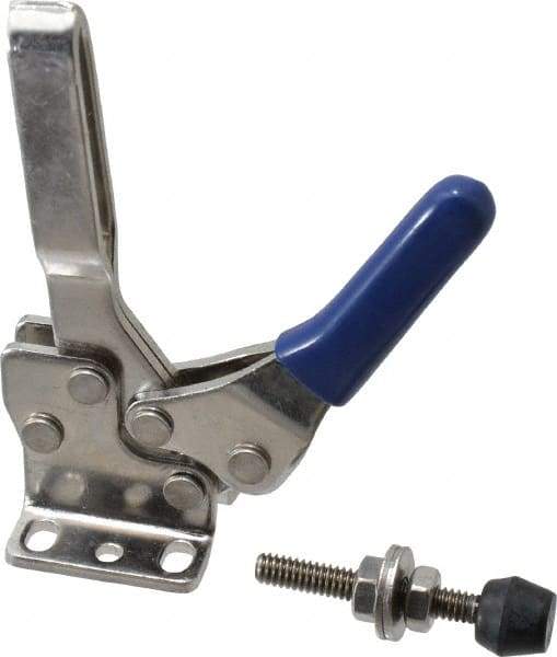 Gibraltar - 250 Lb Holding Capacity, Horizontal Handle, Manual Hold Down Toggle Clamp - 61° Handle Movement, 91° Bar Opening, U-Bar, Flanged Base, Electro-Plated Zinc, Stainless Steel - Makers Industrial Supply