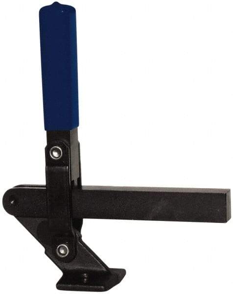 Gibraltar - 1,000 Lb Holding Capacity, Vertical Handle, Manual Hold Down Toggle Clamp - 177° Handle Movement, 180° Bar Opening, Solid Bar, Flanged Base, Electro-Plated Zinc, Carbon Steel - Makers Industrial Supply