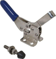 Gibraltar - 150 Lb Holding Capacity, Horizontal Handle, Manual Hold Down Toggle Clamp - 60° Handle Movement, 90° Bar Opening, U-Bar, Flanged Base, Electro-Plated Zinc, Stainless Steel - Makers Industrial Supply