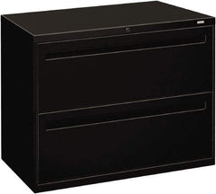 Hon - 36" Wide x 28-3/8" High x 19-1/4" Deep, 2 Drawer Lateral File - Steel, Black - Makers Industrial Supply