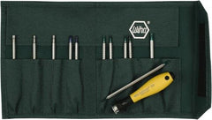 Wiha - 12 Piece, 4mm Drive Screwdriver Insert Torx Bit Set - #000 to #1 Phillips, 1.5 to 4mm Hex, T1 to T15 Torx, 1.5, 3, 2, 3.5, 2.5 & 4mm Slotted - Makers Industrial Supply