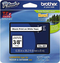 Brother - 3/8" Wide x 314.4" Long, White Plastic/Paper Tape Cassette - For Label Maker - Makers Industrial Supply