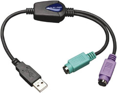 Tripp-Lite - Cable Adapter - USB to PS/2 Connector, Black, Use with Computers - Makers Industrial Supply