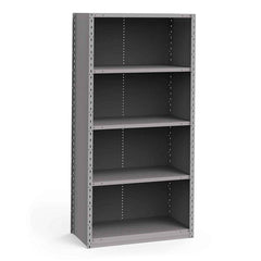 Rousseau Metal - Closed Shelving Units; Type: Starter Unit ; Load Capacity (Lb.): 3500.000 ; Number of Shelves: 5 ; Height (Inch): 75 ; Width (Inch): 36 ; Depth (Inch): 18 - Exact Industrial Supply