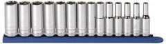 GearWrench - 14 Piece 3/8" Drive Deep Socket Set - 6 Points, 6 to 19mm, Metric Measurement Standard - Makers Industrial Supply