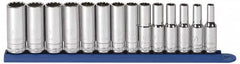 GearWrench - 14 Piece 3/8" Drive Deep Socket Set - 12 Points, 6 to 19mm, Metric Measurement Standard - Makers Industrial Supply