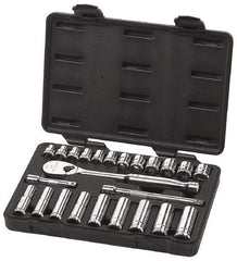 GearWrench - 24 Piece 3/8" Drive Deep Well Socket Set - 6, 12 Points, 10mm to 19mm Range, Metric Measurement Standard - Makers Industrial Supply