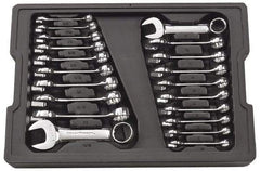 GearWrench - 20 Piece, 3/8" to 15/16" (10mm to 19mm), 12 Point Combination Wrench Set - Inch/Metric Measurement Standard, Full Polish Finish, Comes in Plastic Tray - Makers Industrial Supply