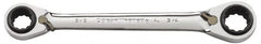 GearWrench - 9/16" x 5/8" & 11/16" x 3/4" 12 Point 4 in 1 Reversible Ratcheting Box Wrench - Double End, 1-11/64" Head Diam x 3/4" Head Thickness, 8-1/4" OAL, Steel, Polished Finish - Makers Industrial Supply