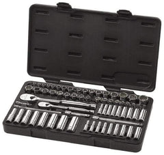 GearWrench - 68 Piece 1/4" & 3/8" Drive Deep Well Socket Set - 6, 12 Points, 3/16" to 7/8" (4mm to 17mm) Range, Inch/Metric Measurement Standard - Makers Industrial Supply