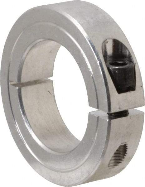 Climax Metal Products - 1-3/8" Bore, Aluminum, One Piece Clamping Shaft Collar - 2-1/4" Outside Diam, 9/16" Wide - Makers Industrial Supply