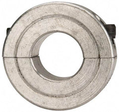 Climax Metal Products - 11/16" Bore, Aluminum, Two Piece Two Piece Split Shaft Collar - 1-1/2" Outside Diam, 1/2" Wide - Makers Industrial Supply