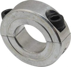 Climax Metal Products - 13/16" Bore, Aluminum, Two Piece Two Piece Split Shaft Collar - 1-5/8" Outside Diam, 1/2" Wide - Makers Industrial Supply