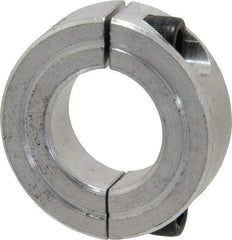 Climax Metal Products - 7/8" Bore, Aluminum, Two Piece Two Piece Split Shaft Collar - 1-5/8" Outside Diam, 1/2" Wide - Makers Industrial Supply