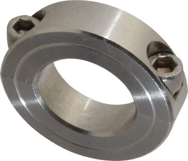 Climax Metal Products - 1-1/16" Bore, Stainless Steel, Two Piece Two Piece Split Shaft Collar - 1-7/8" Outside Diam, 1/2" Wide - Makers Industrial Supply