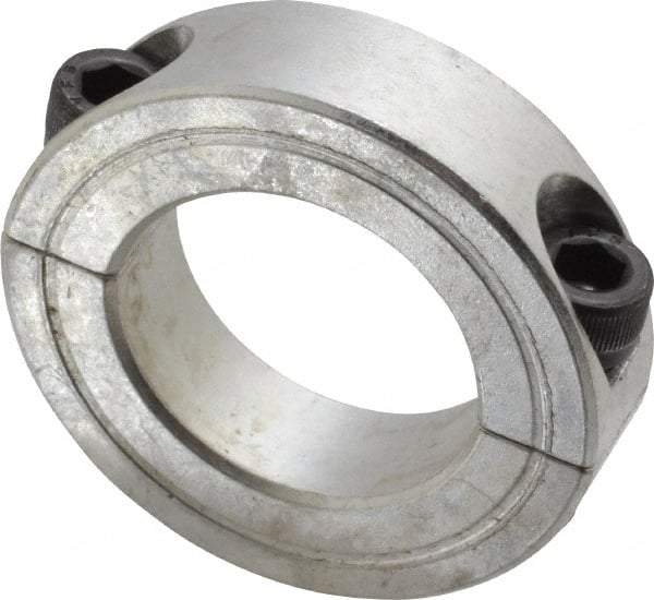 Climax Metal Products - 1-1/8" Bore, Aluminum, Two Piece Two Piece Split Shaft Collar - 1-7/8" Outside Diam, 1/2" Wide - Makers Industrial Supply