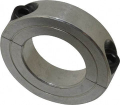 Climax Metal Products - 1-3/16" Bore, Aluminum, Two Piece Two Piece Split Shaft Collar - 2-1/16" Outside Diam, 1/2" Wide - Makers Industrial Supply