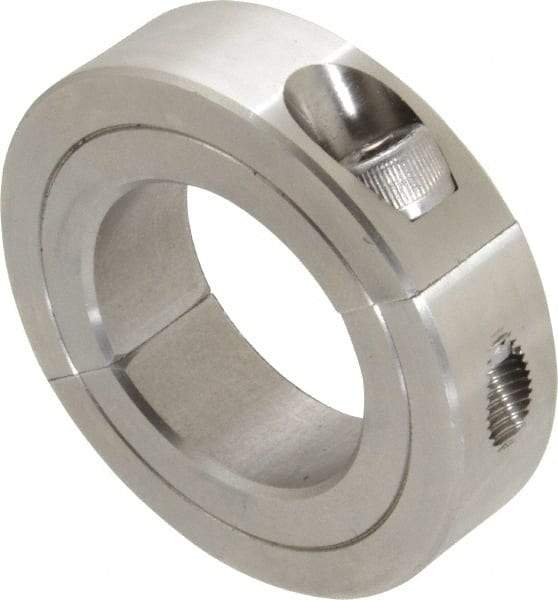 Climax Metal Products - 1-5/16" Bore, Stainless Steel, Two Piece Two Piece Split Shaft Collar - 2-1/4" Outside Diam, 9/16" Wide - Makers Industrial Supply