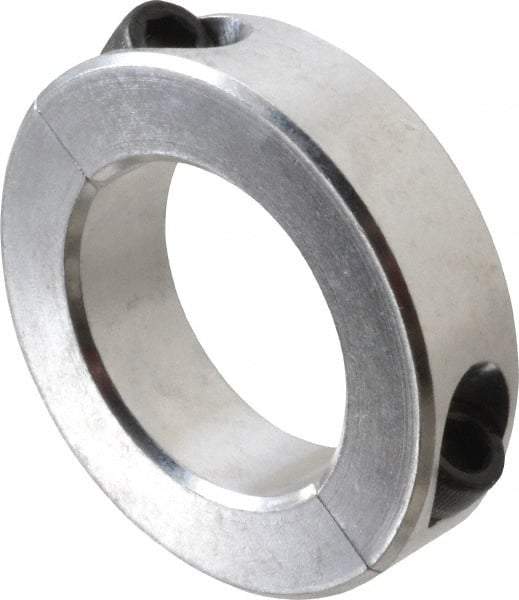 Climax Metal Products - 1-11/16" Bore, Aluminum, Two Piece Two Piece Split Shaft Collar - 2-3/4" Outside Diam, 11/16" Wide - Makers Industrial Supply