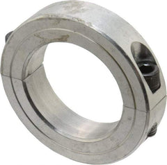 Climax Metal Products - 1-15/16" Bore, Aluminum, Two Piece Two Piece Split Shaft Collar - 3" Outside Diam, 11/16" Wide - Makers Industrial Supply