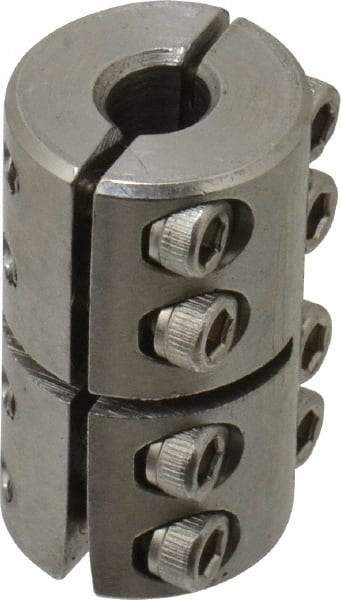 Climax Metal Products - 1/4" Inside x 5/8" Outside Diam, Two Piece Rigid Coupling without Keyway - 1" Long - Makers Industrial Supply