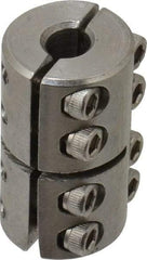 Climax Metal Products - 1/4" Inside x 5/8" Outside Diam, Two Piece Rigid Coupling without Keyway - 1" Long - Makers Industrial Supply