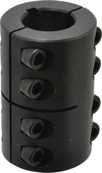 Climax Metal Products - 7/8" Inside x 1-5/8" Outside Diam, Two Piece Rigid Coupling with Keyway - 2-1/2" Long x 3/16" Keyway Width x 3/32" Keyway Depth - Makers Industrial Supply