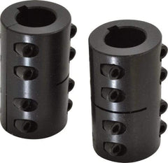 Climax Metal Products - 1" Inside x 1-3/4" Outside Diam, Two Piece Rigid Coupling with Keyway - 3" Long x 1/4" Keyway Width x 1/8" Keyway Depth - Makers Industrial Supply