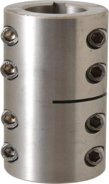 Climax Metal Products - 1-1/4" Inside x 2-1/16" Outside Diam, Two Piece Rigid Coupling with Keyway - 3-1/4" Long x 1/4" Keyway Width x 1/8" Keyway Depth - Makers Industrial Supply