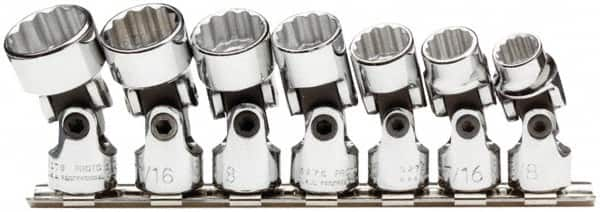 Proto - 7 Piece 3/8" Drive Standard Socket Set - 12 Points, 3/8 to 3/4", Inch Measurement Standard - Makers Industrial Supply