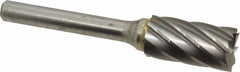 M.A. Ford - 1/2" Cut Diam, 1/4" Shank Diam, Cylinder with End Cut Head Single Cut Burr - Carbide, End Cut End, 1" LOC, 3" OAL - Makers Industrial Supply