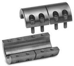 Climax Metal Products - 12mm Inside x 29mm Outside Diam, Metric Two Piece Clamping Rigid Coupling with Keyway - 45mm Long x 4mm Keyway Width x 1.8mm Keyway Depth - Makers Industrial Supply