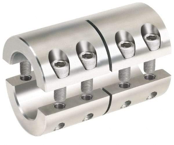 Climax Metal Products - 10mm Inside x 29mm Outside Diam, Metric Two-Piece Clamping Rigid Coupling - 45mm Long - Makers Industrial Supply