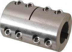 Climax Metal Products - 30mm Inside x 53mm Outside Diam, Metric Two Piece Clamping Rigid Coupling with Keyway - 83mm Long x 10mm Keyway Width x 3.3mm Keyway Depth - Makers Industrial Supply