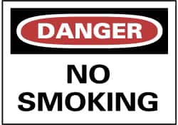 NMC - "Danger - No Smoking", 10" Long x 14" Wide, Aluminum Safety Sign - Rectangle, 0.04" Thick, Use for Accident Prevention - Makers Industrial Supply